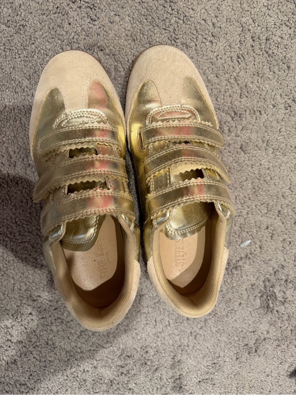 Steve Madden gold tennis shoes